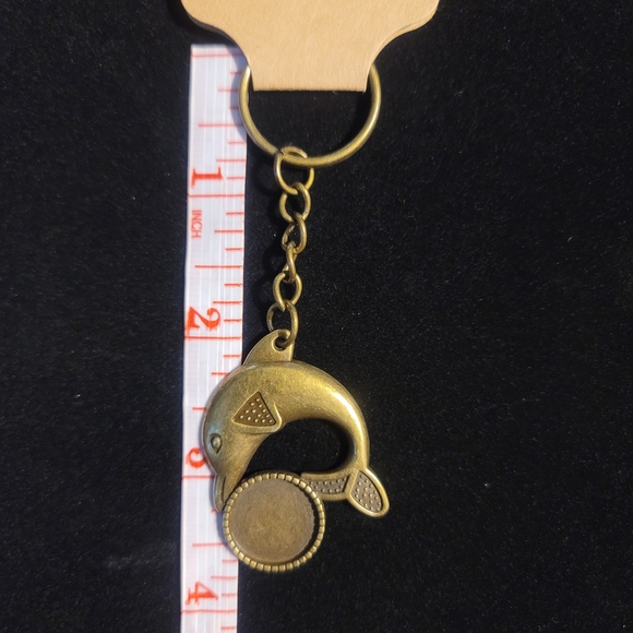 Brass Alloy Dolphin Keychain, 3.75" Long, 1.75 Pendant - Picture 4 of 5